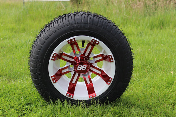 Red and White Tempest 10" Wheel and Tyre