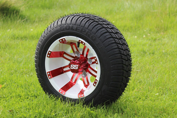 Red and White Tempest 10" Wheel and Tyre