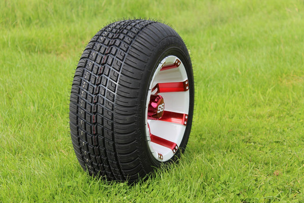 Red and White Tempest 10" Wheel and Tyre