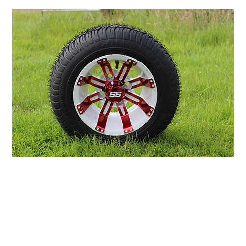 Red and White Tempest 10" Wheel and Tyre